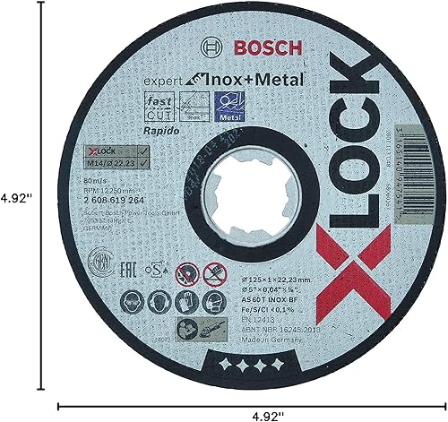 Miniatura 4 de Bosch Professional 2608619264 Disco de corte recto Expert (para INOX y Metal, X-Lock, Ø125 mm, Diámetro de diámetro 0.875 in, Grosor 0.039 in)
