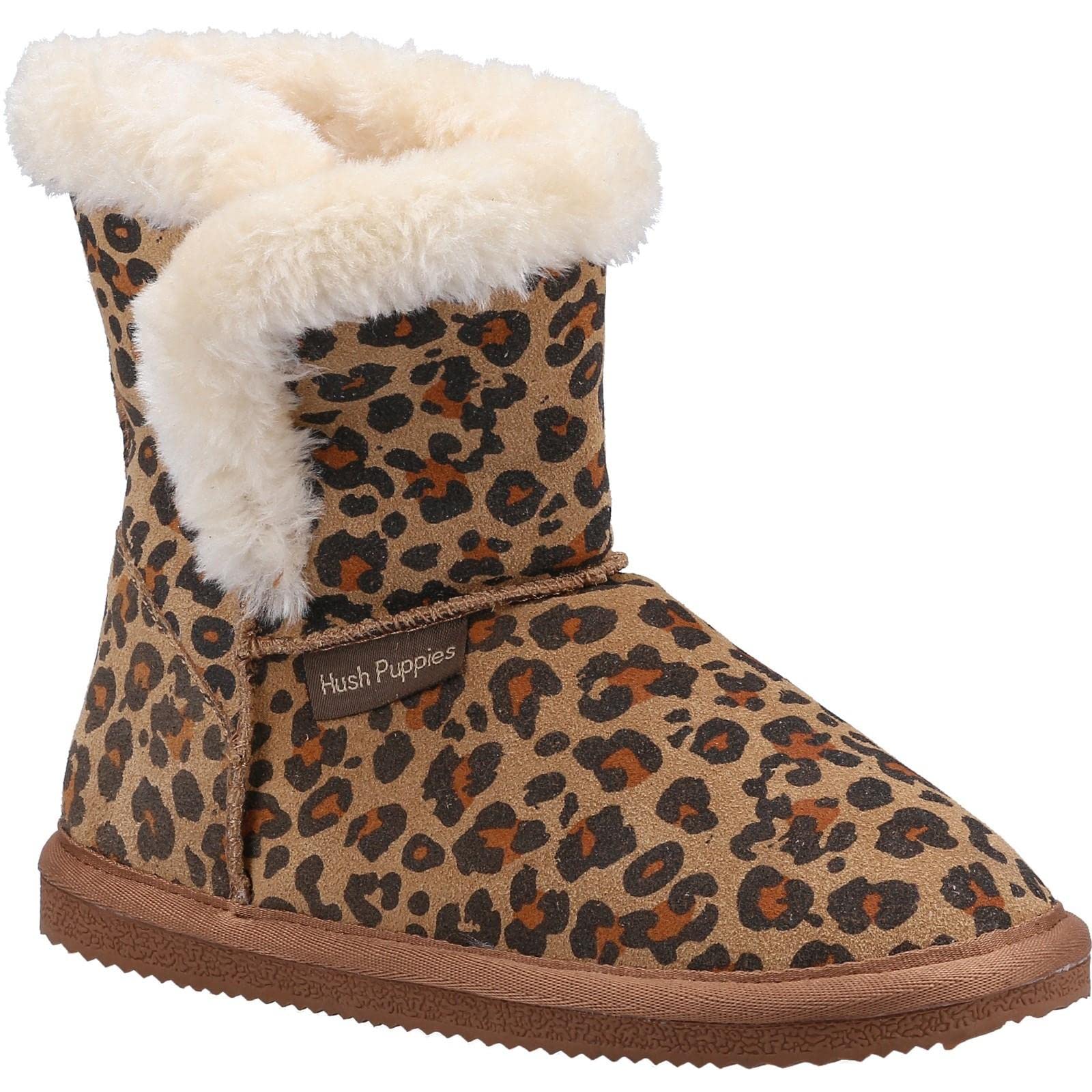 Hush Puppies Ashlynn Kids Slipper Boots | Slippers  | Leopard  | UK Size 11