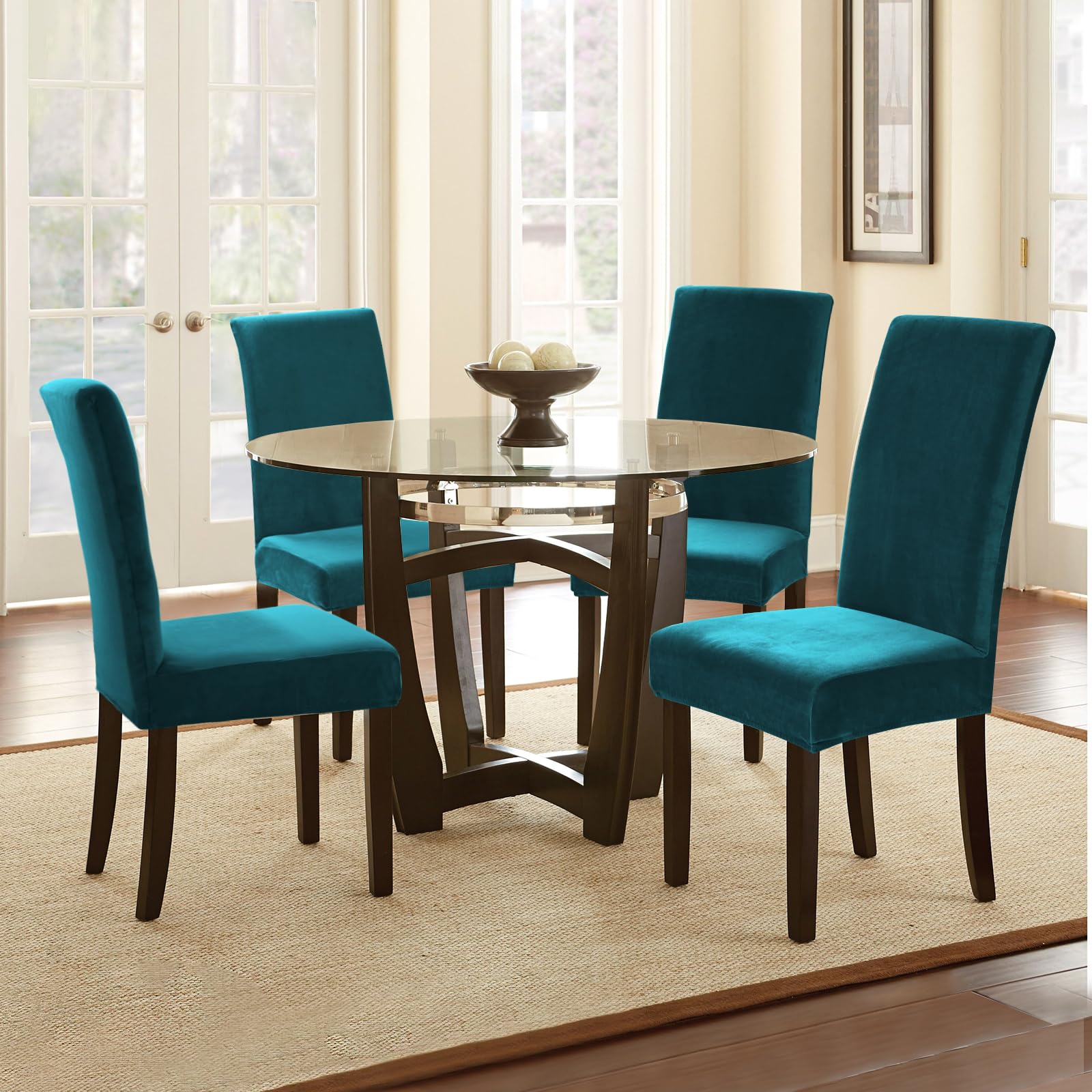 Alishomtll Lot de 6 housses de chaise en velours extensible, housses de chaise en velours/velour, chaise à bascule, housses élastiques, chaises lavables, protection pour cuisine, restaurant, hôtel