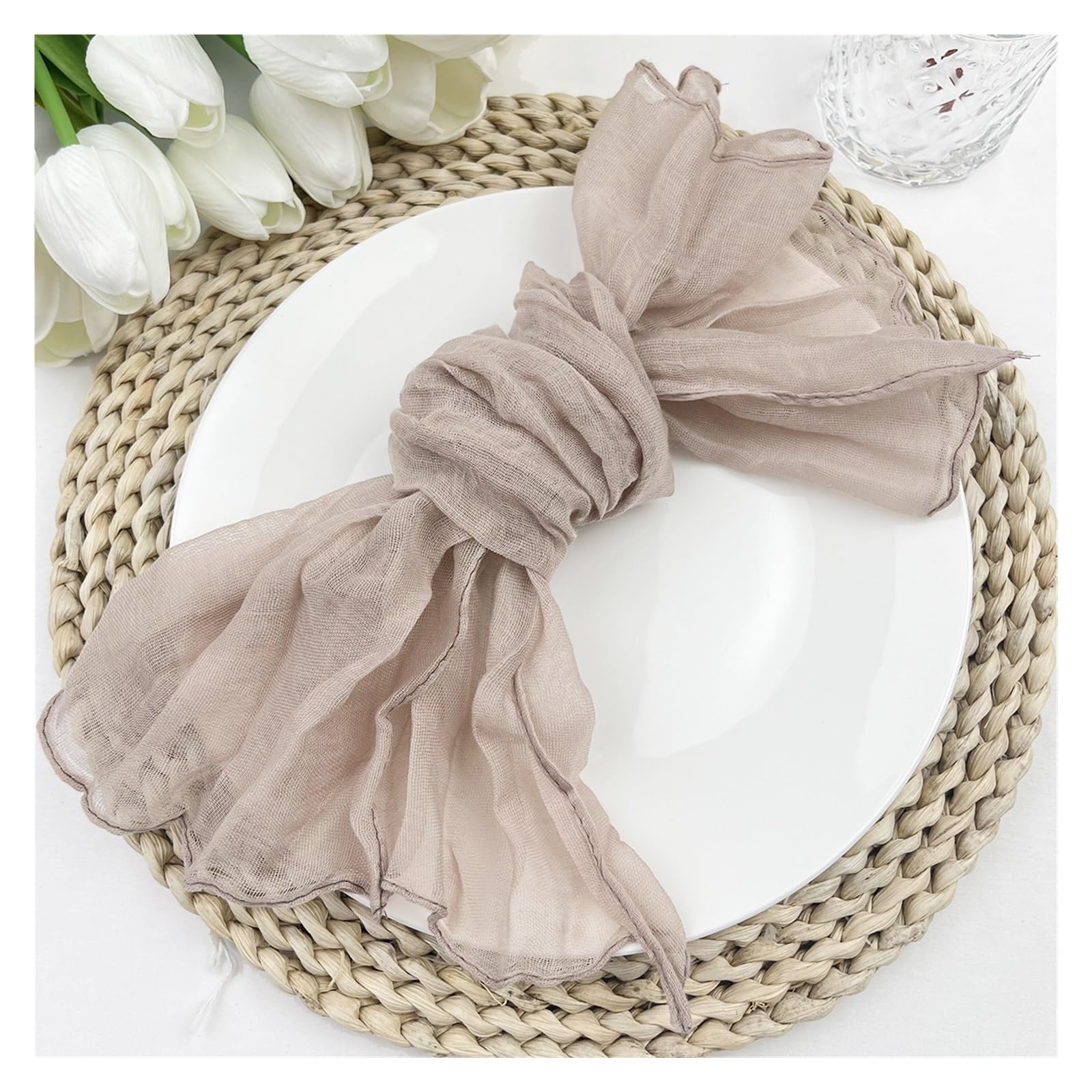Cotton Cloth Napkins Gauze, 4 Pcs Multicolor Cheesecloth Napkins(4pcs Beige)