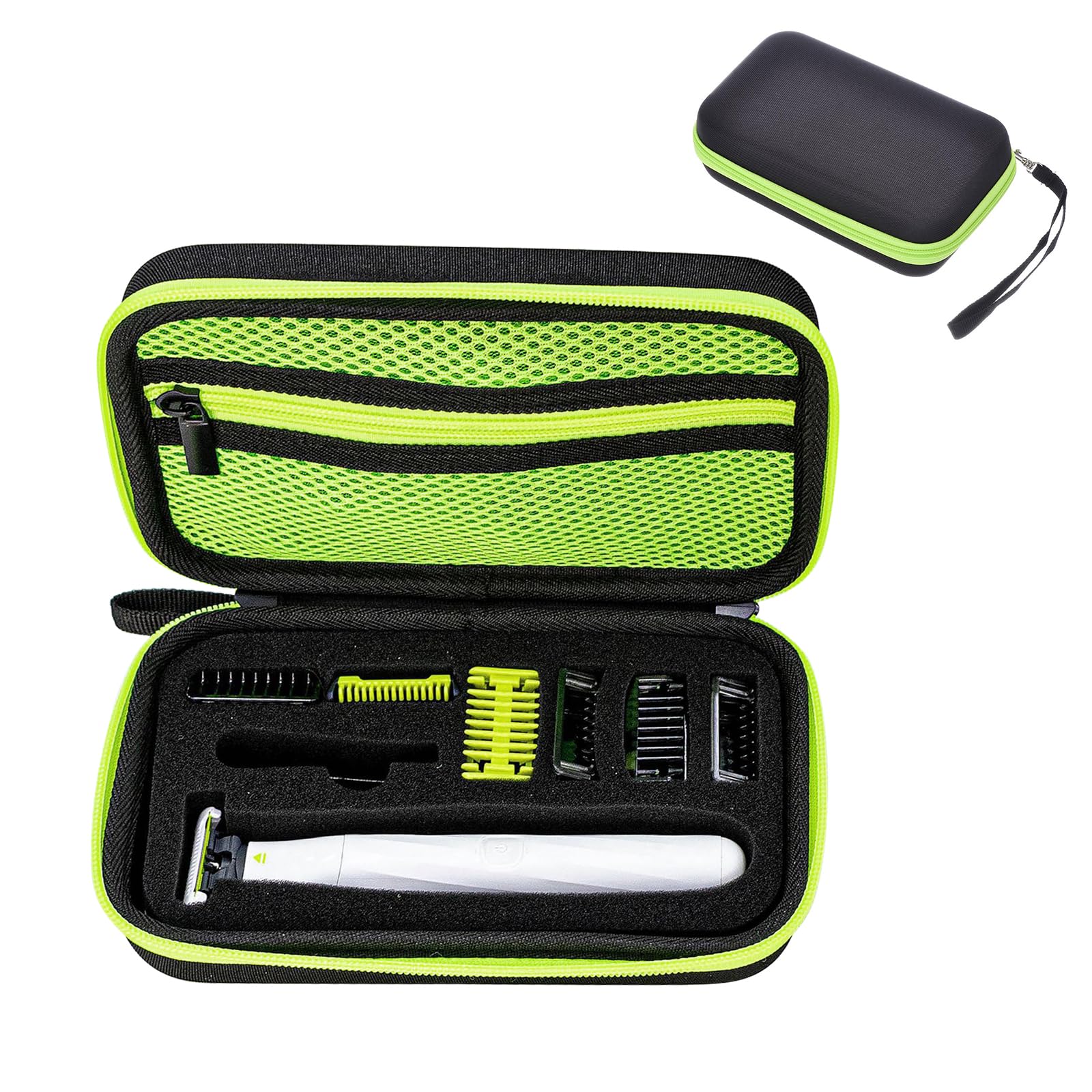 Tasche Case Etui für Philliips O Blade QP150/QP2530/QP2630/QP2520/Qp2724/QP2620, Harte Reise Tragetasche für Rasierer Trimmer Bartschneider mit Einer Klinge, grün, Nein