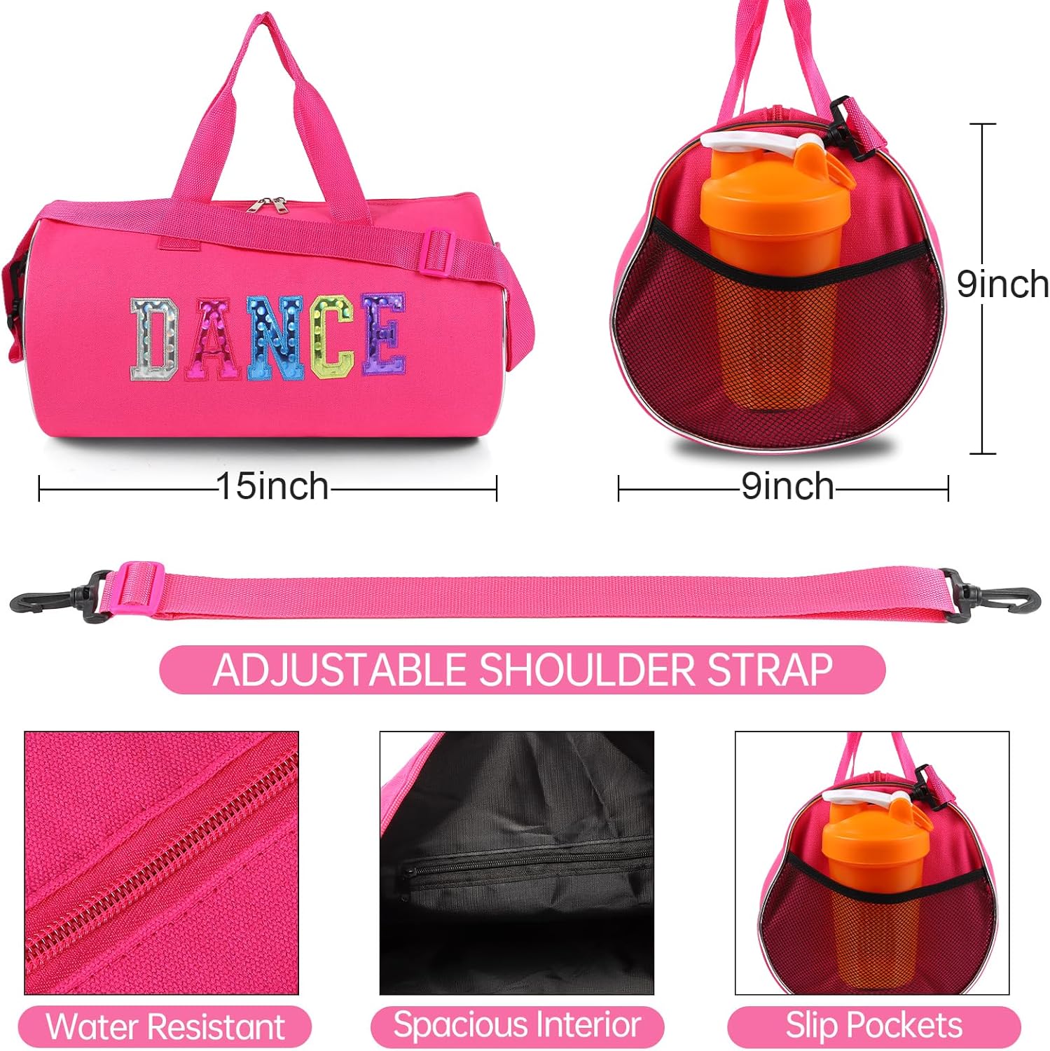 Dance Duffle Bag for Girls Sport Gym Bags Overnight Travel Bags Fun Dance Workout Duffel Bag with Adjustable Carry On and Handy Pouch for Dancers, Girls, Teens, Student Athletes (Style-2) - Image 2