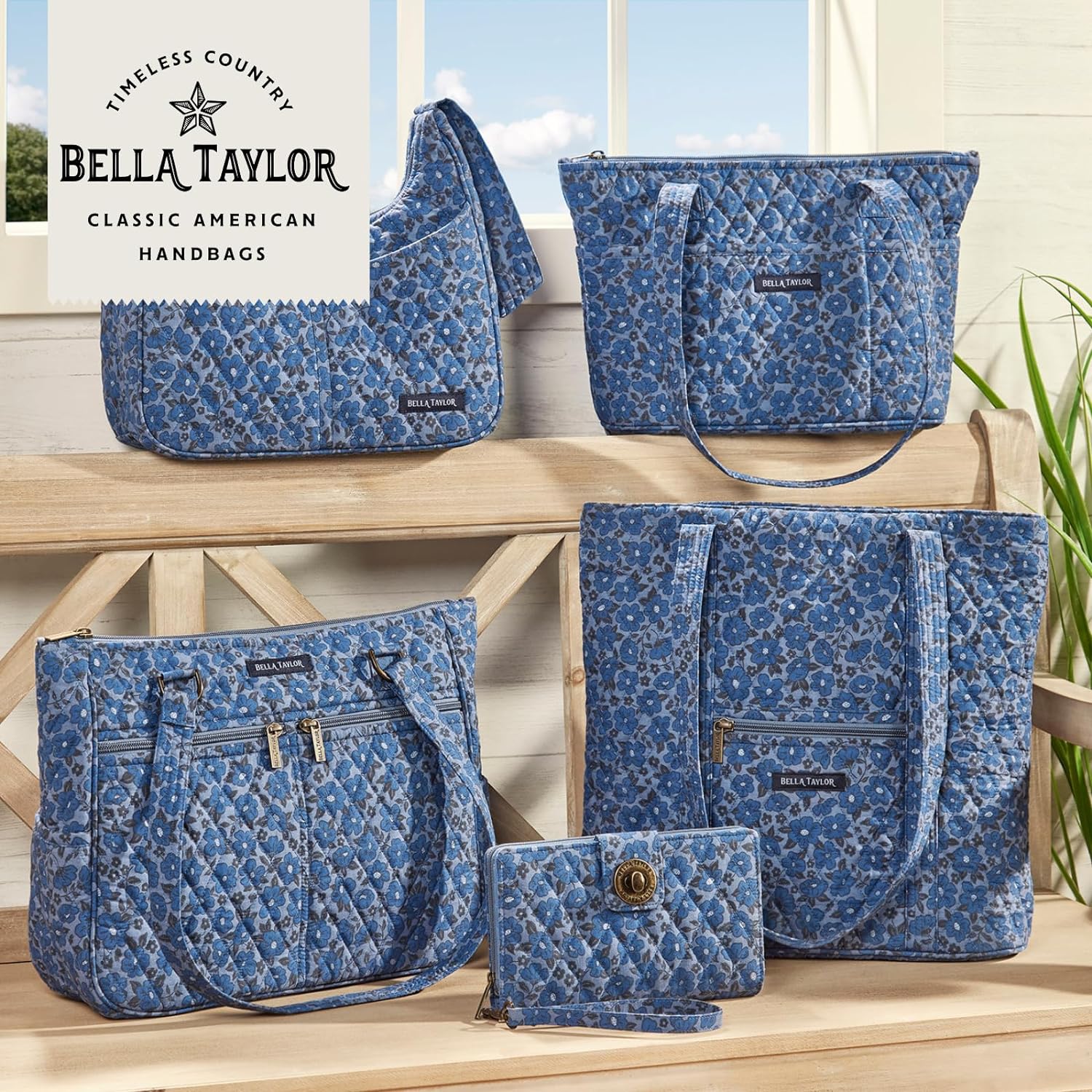 Bella Taylor Slim Card Wallet for Women | Quilted Cotton Fabric Zip Around Credit Card Wallet with RFID Protection | Navy Floral - Image 6