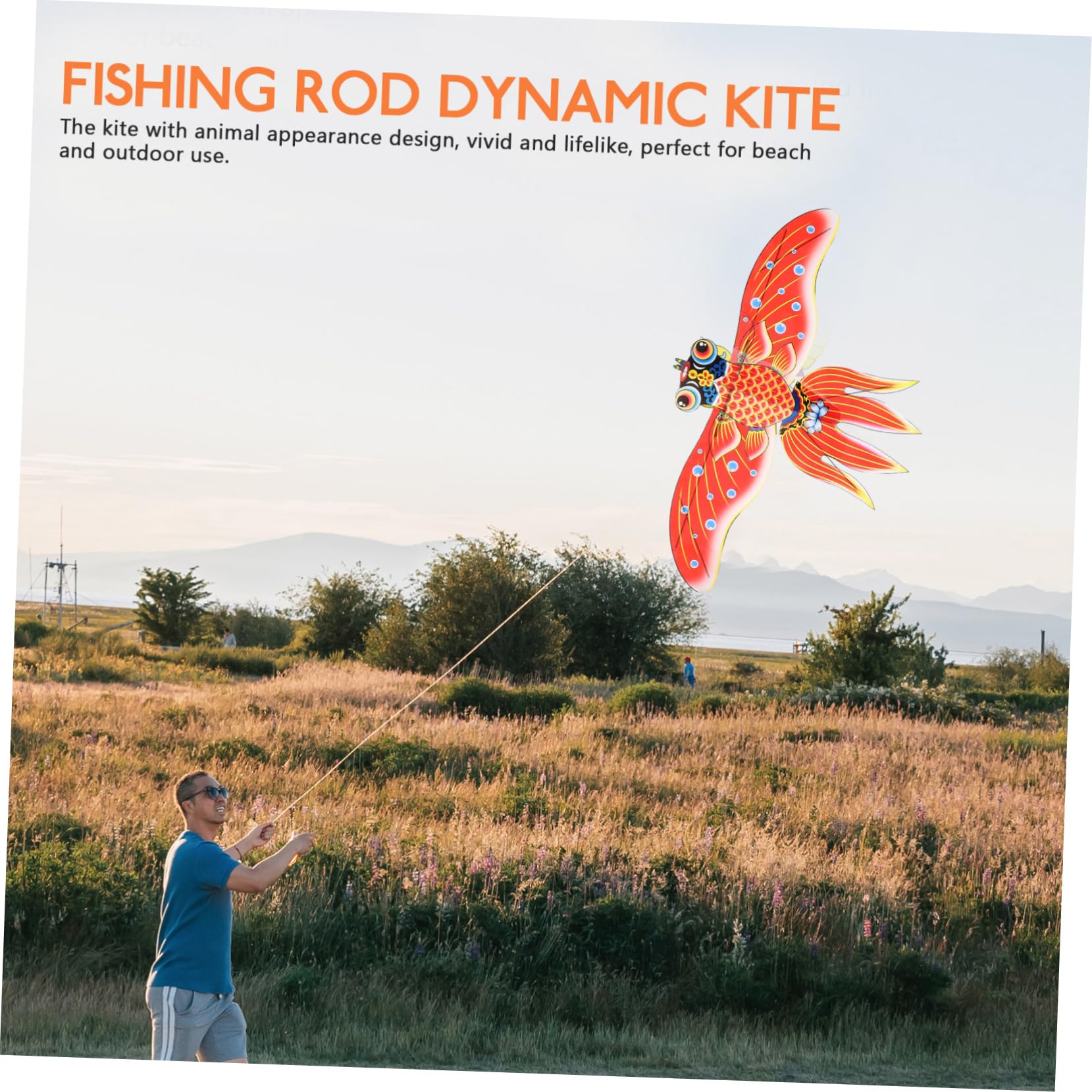 HONMEET Fishing Pole Kite Bright Design Kite Toy for Children Adults Fun Outdoor Activity Easy