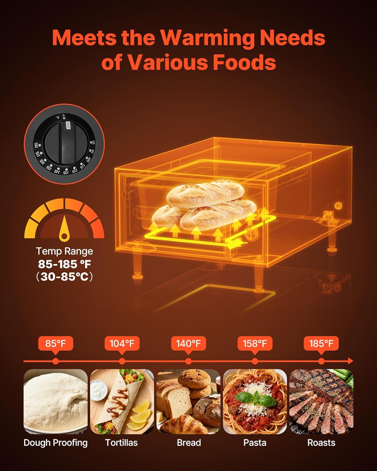 VEVOR Commercial Electric Drawer Warmer, Single-Drawer Stainless Steel Food Warmer, Freestanding Slim Warming Drawer Cabinet, 85°F–185°F Wide Temperature Range, for Restaurant, Hotel, Bakery & Kitchen