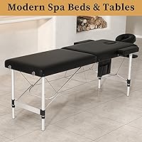 Vista 2 de civama Mesa de Masaje Cama de Masaje Portátil, 26 Libras Peso Ligero 2 Secciones Plegable Cama de Tatuaje Cuidado Facial Spa Cama de Pestañas Altura