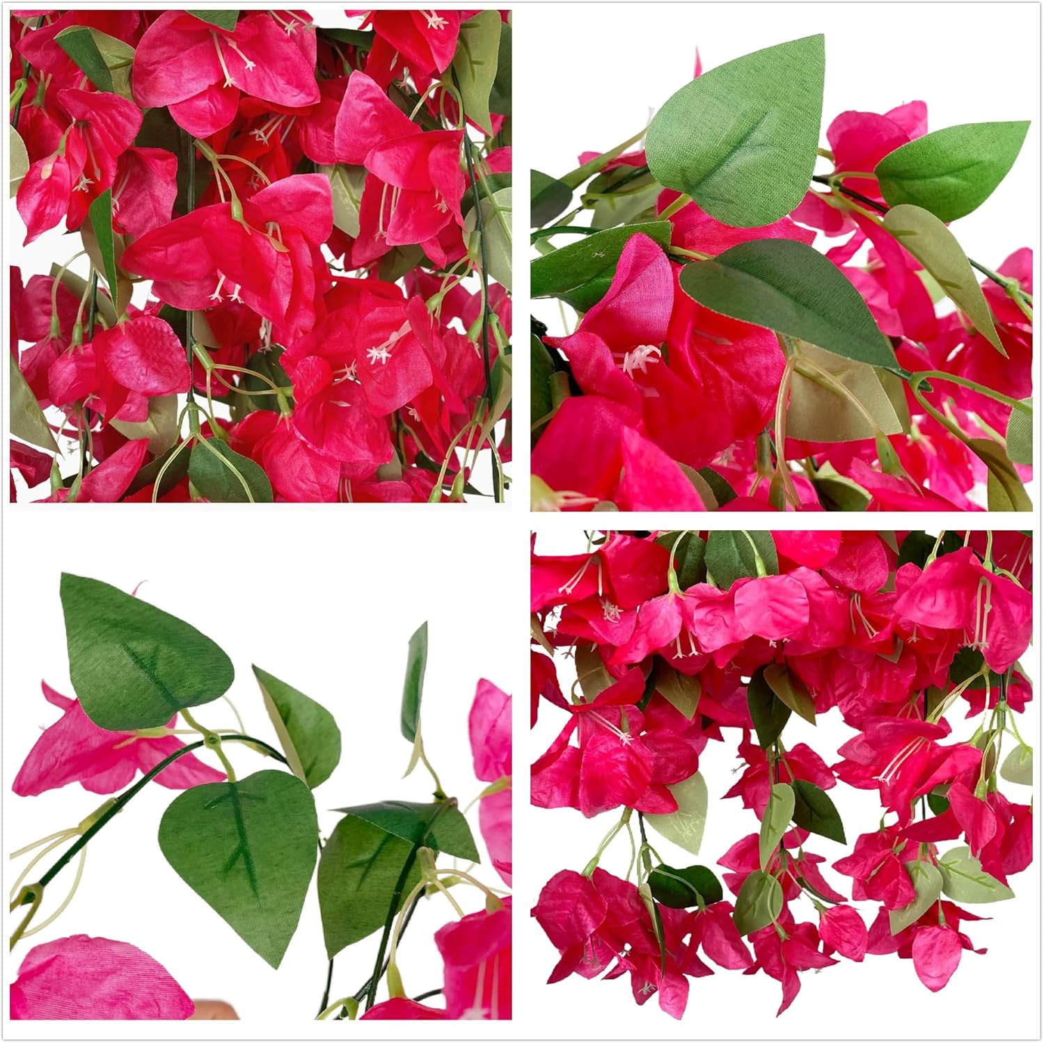 Artificial Hanging Flowers 28.35" Silk Bougainvillea UV Resistant Faux Flower Greenery Vines for Home Garden Porch Eave Wedding Wall Indoor Outdoor Decor (Fuchsia - Pack of 8)