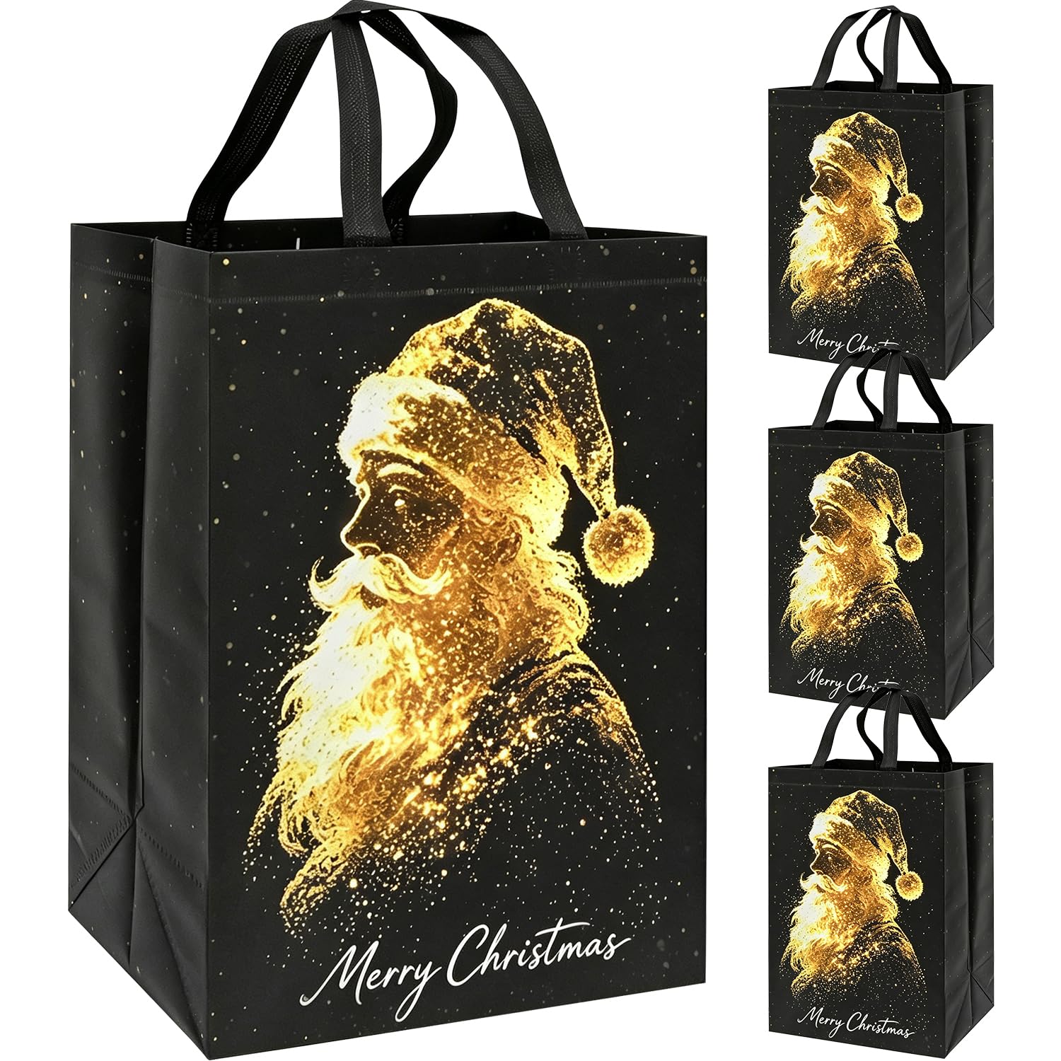 Large Christmas Bags,Black Gold Christmas Gift Bags for Xmas