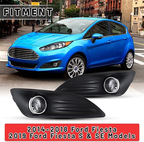 Miniatura 6 de AUTOWIKI Lámpara antiniebla para Ford Fiesta 2014-2018, ensamblajes de luces antiniebla para modelos Ford Fiesta S y SE 2019 con kit de cableado, 1