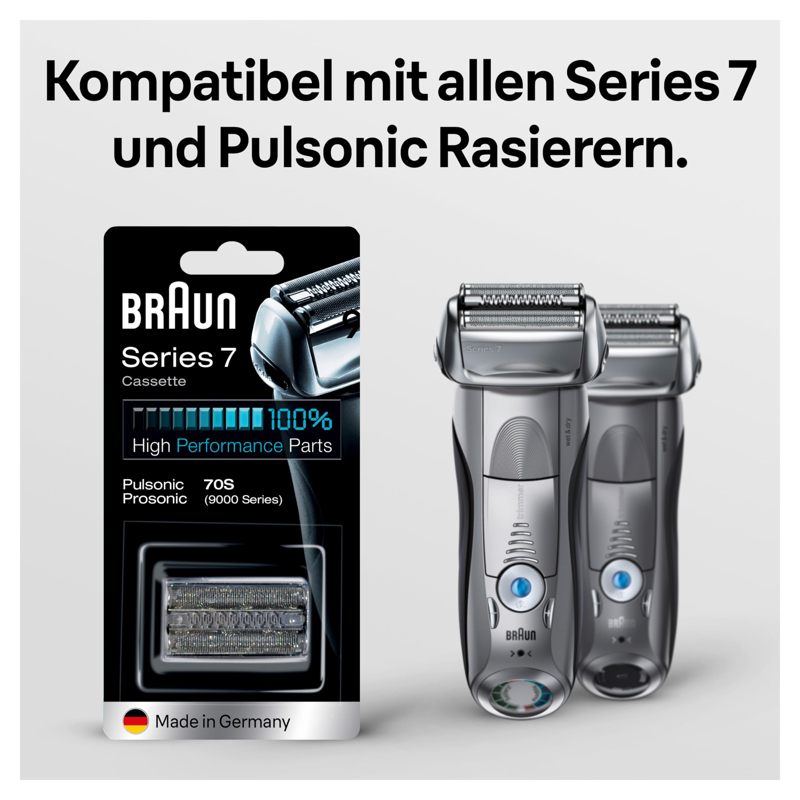 Braun Series 7 Scherkopf 70S Silber Original Ersatzteil Rasierer Zubehör Made in Germany