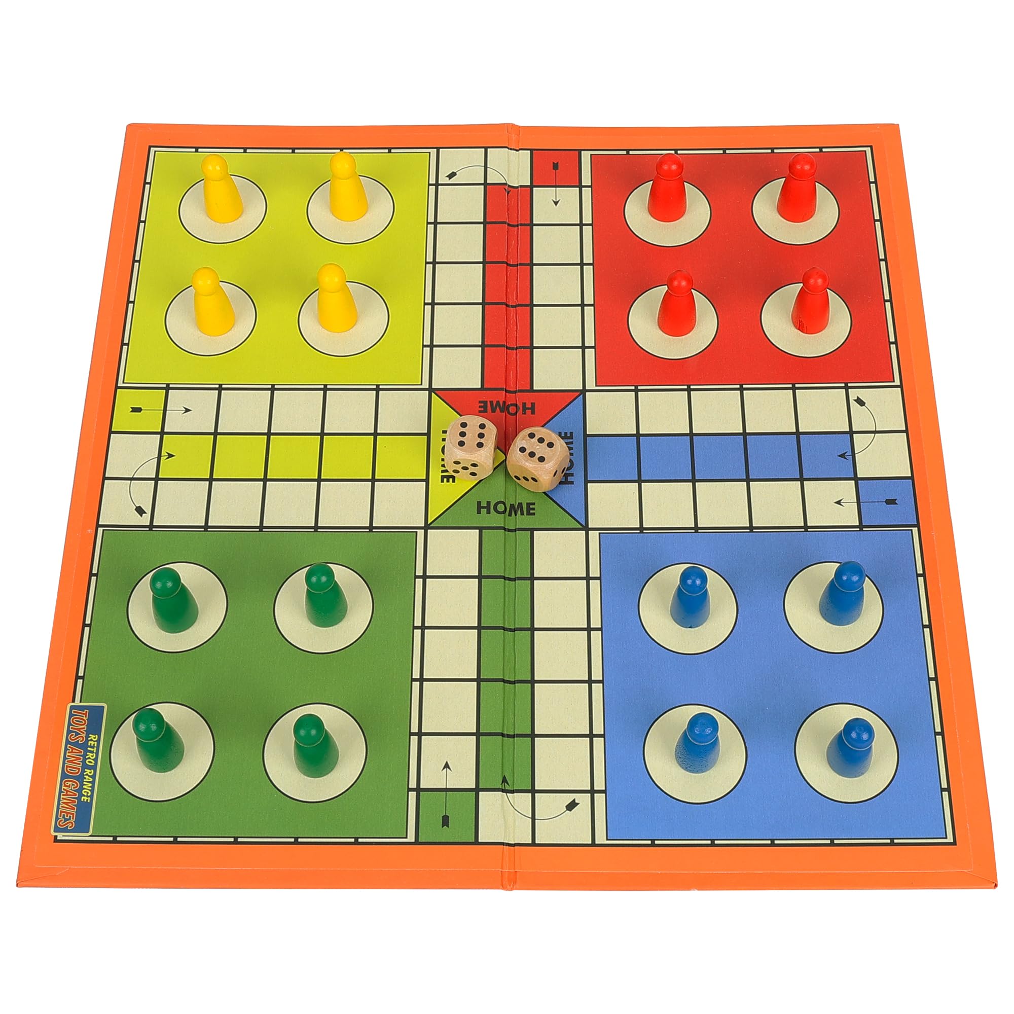 Juego de mesa plegable Ludo | Juego de mesa familiar portátil apto para viajes | Incluye 16 fichas de color, 2 dados | Diversión en interiores y exteriores para niños y adultos | Juego de juguetes 3