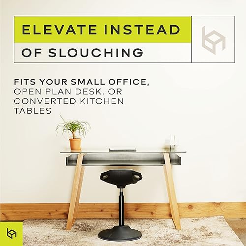 Miniatura 8 de bonVIVO Silla de escritorio de pie  Silla ergonómica para escritorios de oficina altos con soporte trasero y asas para postura y equilibrio