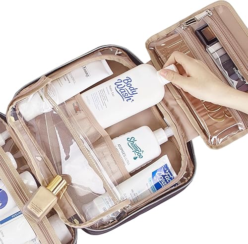 Miniatura 5 de NISHEL Neceser de viaje para mujer, organizador colgante y portátil para champú de tamaño completo, acondicionador, juego de cepillos y accesorios