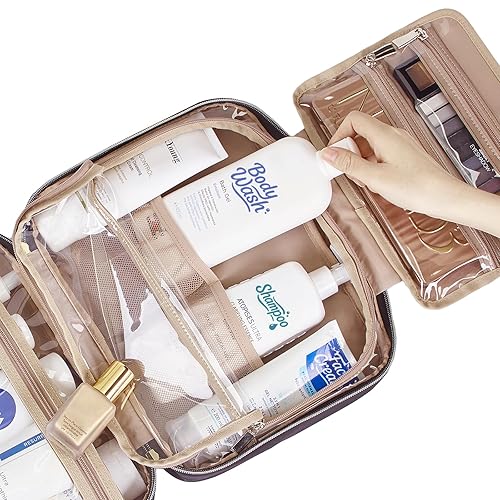 Miniatura 5 de NISHEL Neceser de viaje para mujer, organizador colgante y portátil para champú de tamaño completo, acondicionador, juego de cepillos y accesorios