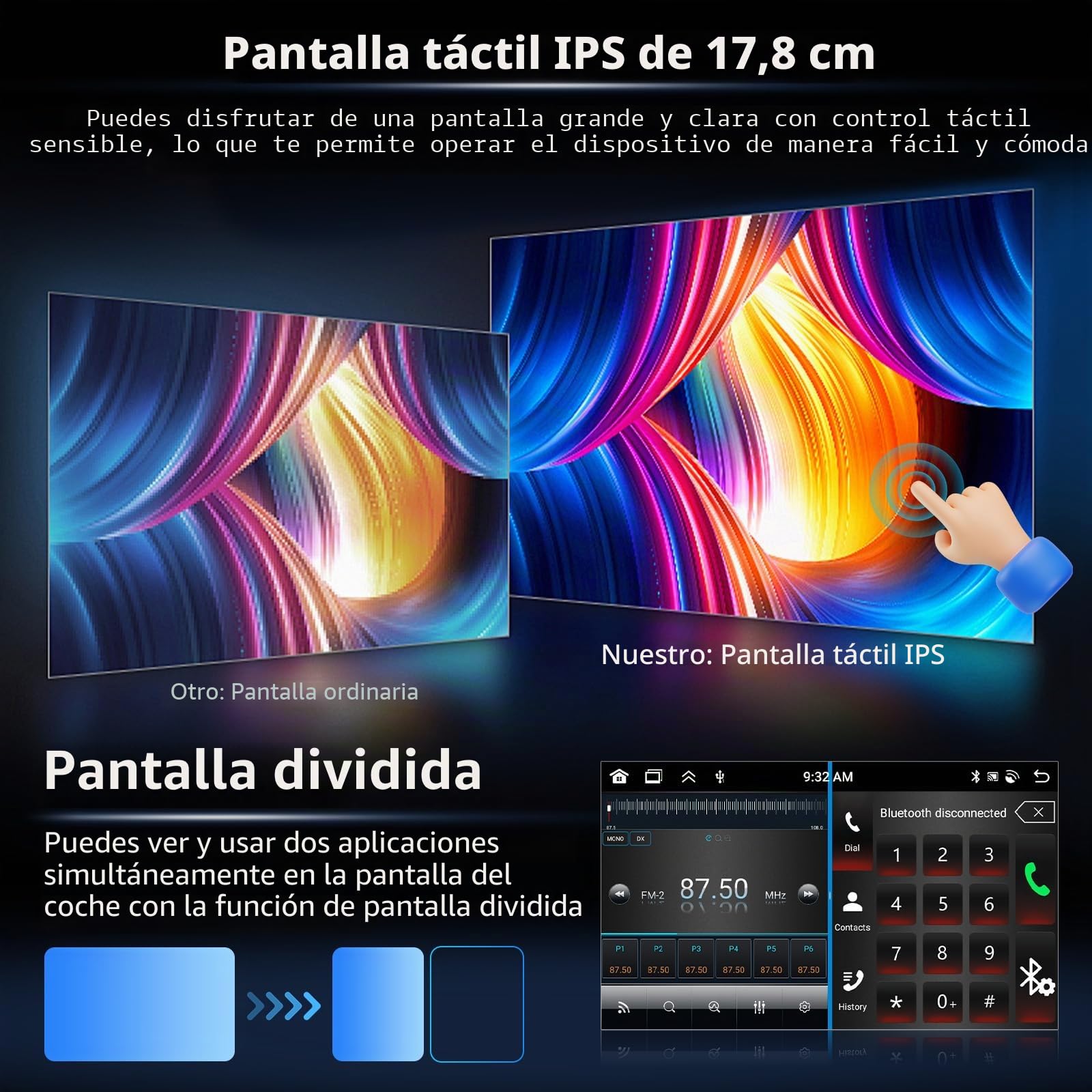 Hikity 4+64G 7" Radio Android para FIAT 500L 2012-2016 Wireless CarPlay