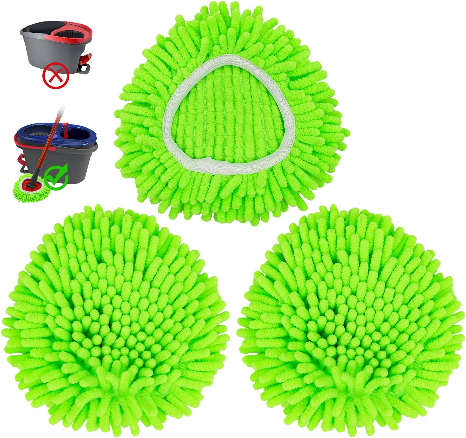 Amazon.com: Baderke 3 Pack Mop Heads Replacements Compatible with O ...