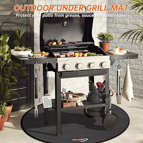 Miniatura 9 de DocSafe Tapete redondo para debajo de la parrilla de 60 x 60 pulgadas, tapete grande de 4 capas para hoguera, protector de aislamiento térmico para
