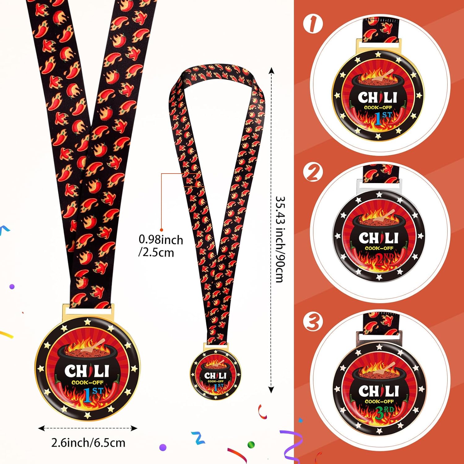 Misdary 6 Pcs Chili Cook Off Prizes Set Chili Trophies and Chili Cook Off Medals Chili Cook Off Decorations Available 1st 2nd 3rd Place Trophy Set for Chili Cook Off Gifts Supplies Events - Image 3
