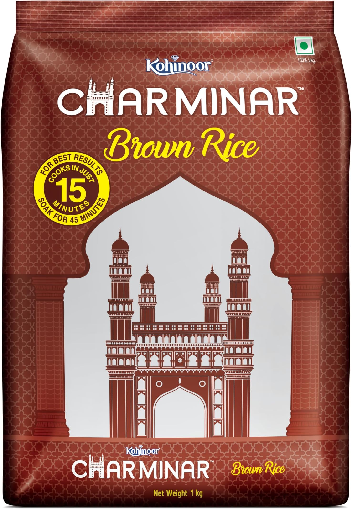 Kohinoor Charminar Brown Rice 1 Kg | High-Fibre, Nutty & Wholesome Grains for Balanced Meals