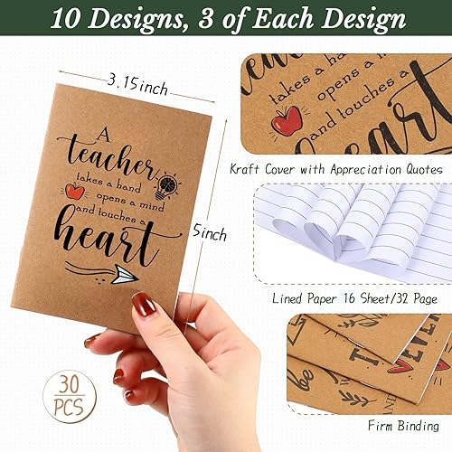 Miniatura 2 de Kosiz Juego de 60 cuadernos de agradecimiento para profesores a granel, diseño de papel kraft con texto en inglés "Thank You", mini diario