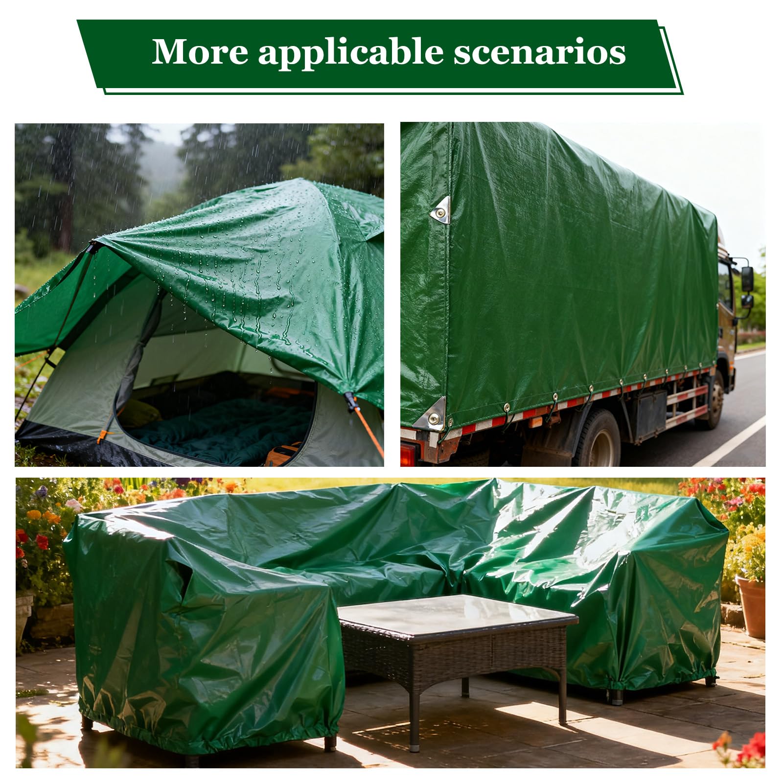 2.5m x 4.5m Grün Abdeckplane Plane wasserdicht mit Ösen UV-beständig reißfest schimmelresistent Tarp für Gartenmöbel Auto Holz