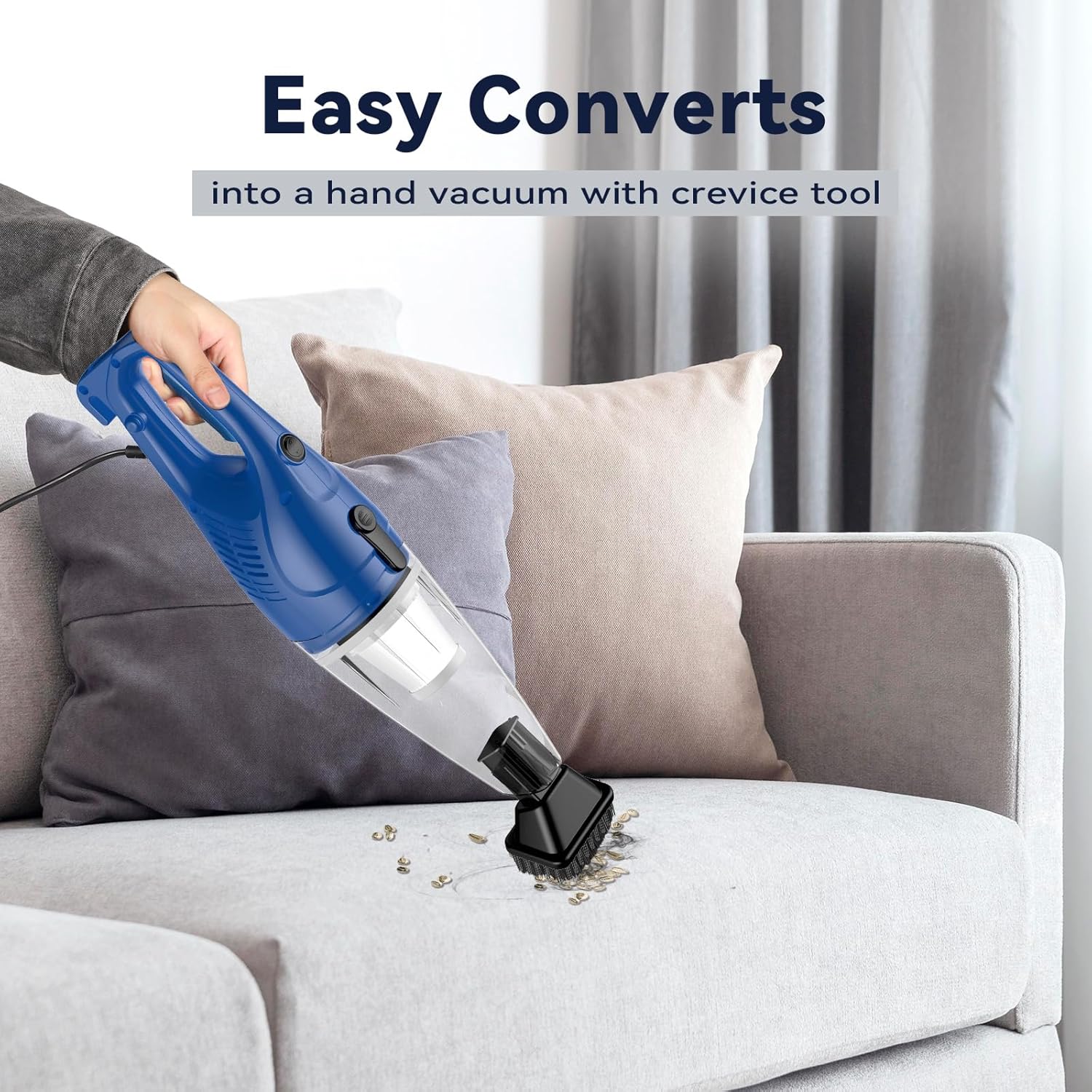 Corded Vacuum Cleaner, 12-in-1 Vacuum Cleaners for Home 15Kpa Power Suction Lightweight Stick Vacuum with Washable HEPA Filter Converts to a Handheld Vacuum for Home, Pet Hair, Carpet, Hard Floors - Image 6