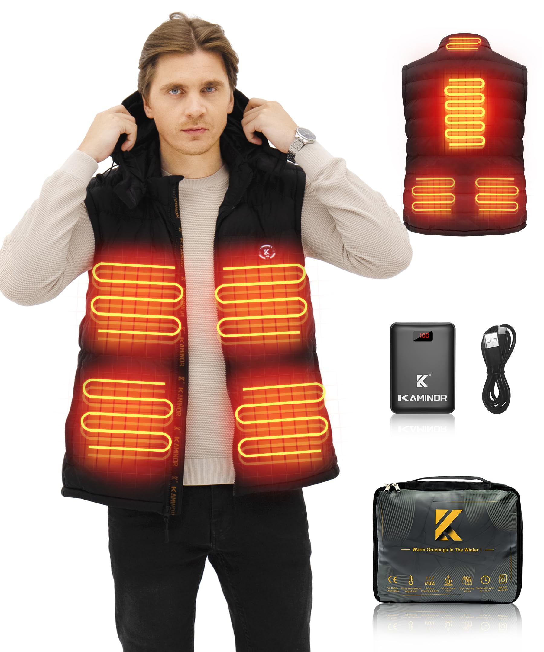 Amazon.com: KRBORO Heated Vest for Men with 7.5Hour Lifespan 