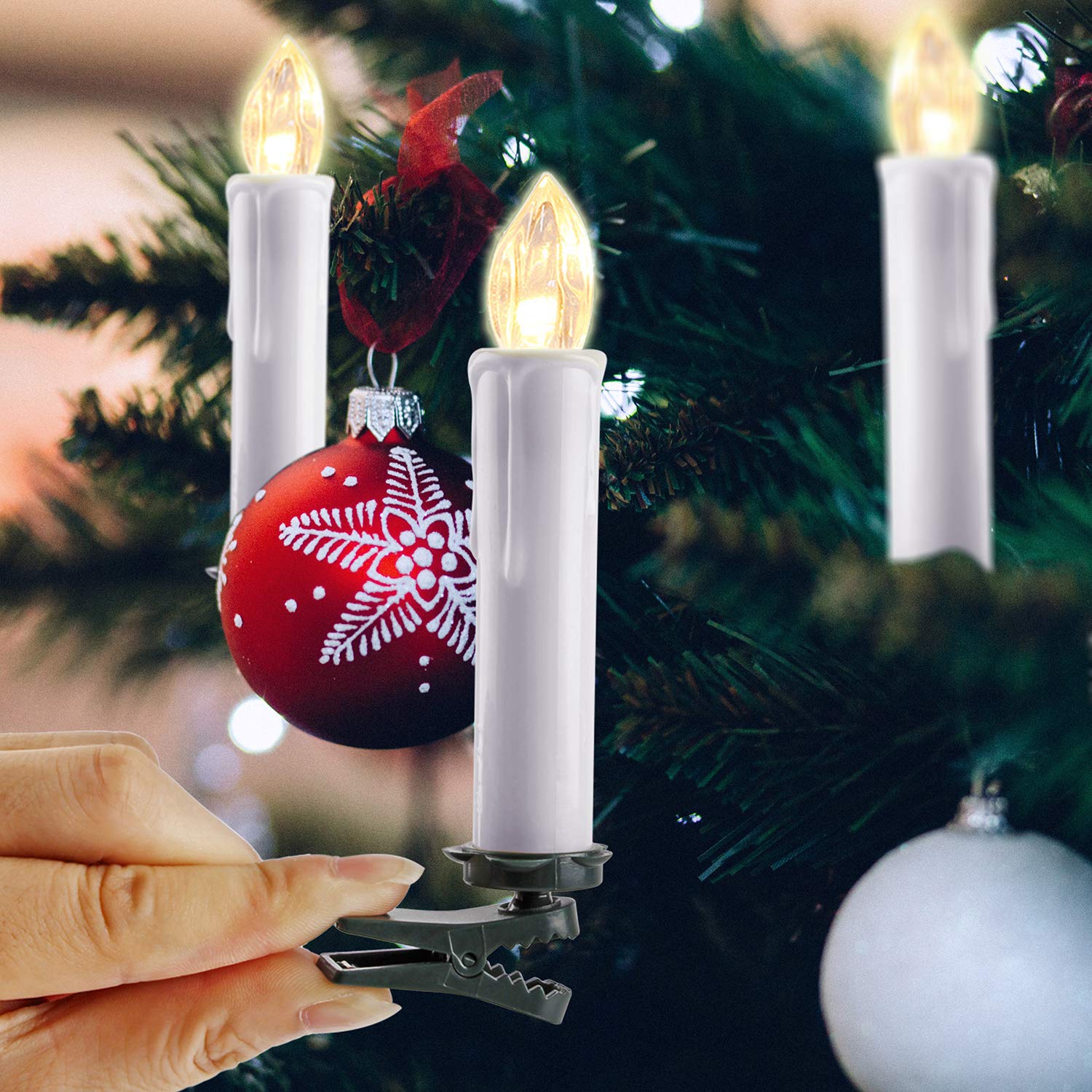 Forever Speed 20-60er Weinachten LED Kerzen Weihnachtsbeleuchtung Lichterkette Kerzen kabellos Weihnachtskerzen Weihnachtsbaum Kerzen mit Fernbedienung kabellos Baumkerzen(weisse Hülle, 50er)