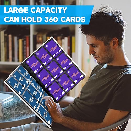 Miniatura 7 de Carpeta de tarjetas de 9 bolsillos, álbum de tarjetas coleccionables con 360 bolsillos, carpeta de tarjetas de béisbol para tarjetas estándar,