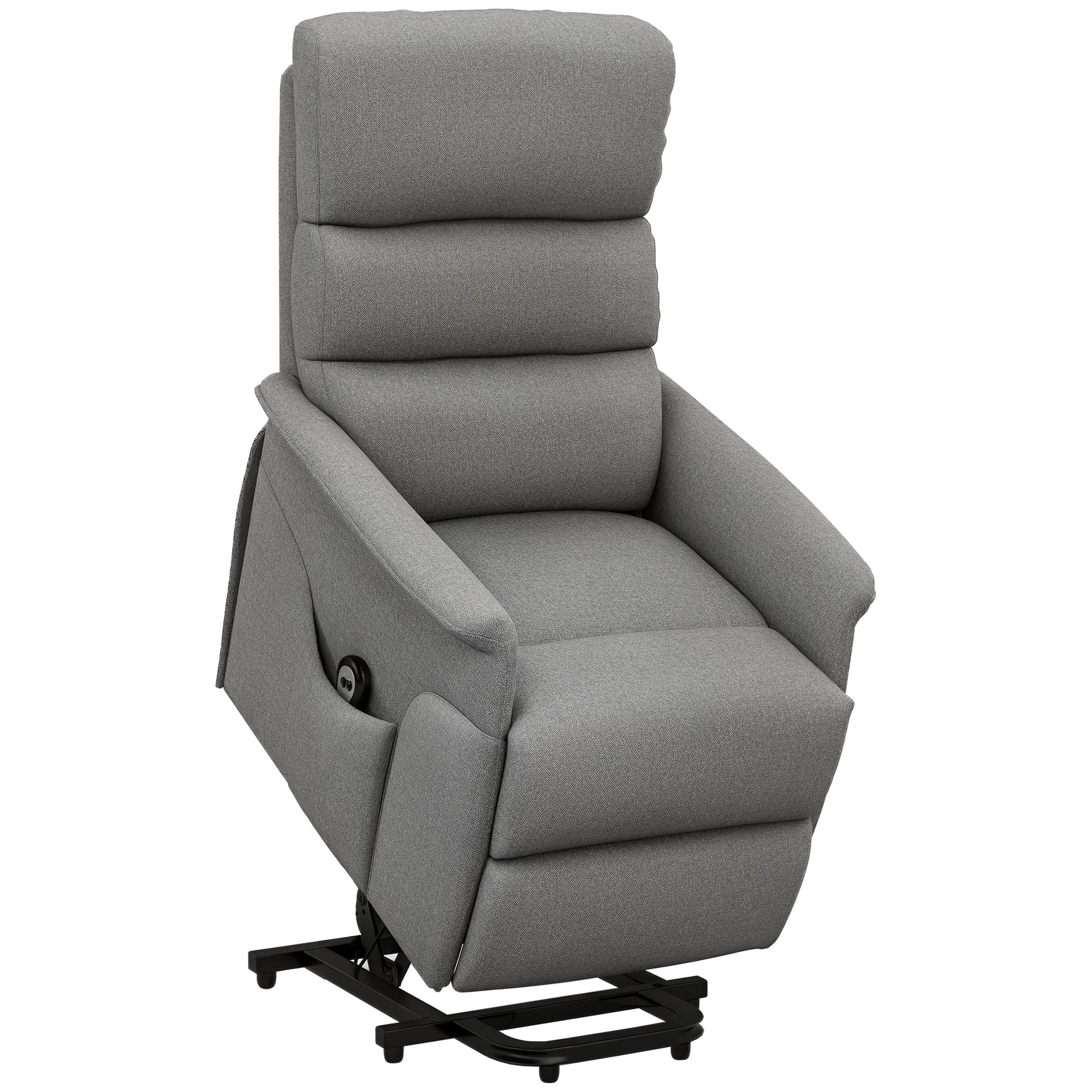 HOMCOM Fauteuil releveur électrique Fauteuil de Relaxation inclinable avec Repose-Pied, télécommande, Pochette, Tissu de Lin, Gris