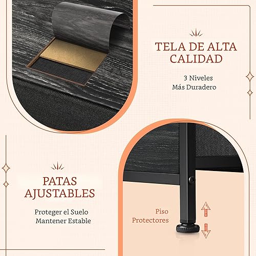 Miniatura 7 de WLIVE Cómoda para dormitorio con 5 cajones, cómodas anchas con organizadores de cajones, cómoda de cajones, cómoda de tela para sala de estar,