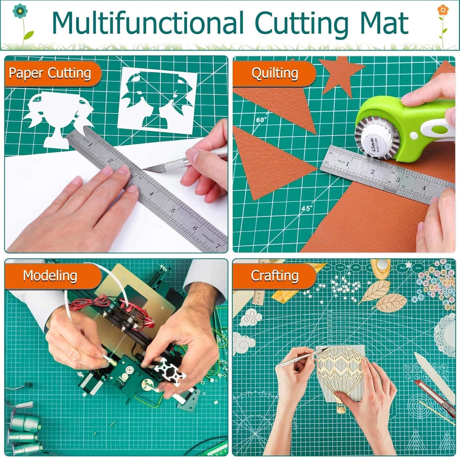 A1 Self-Healing Cutting Mat - Green, 36x24" -3 A1 Self-Healing Cutting Mat - Green, 36x24" -3