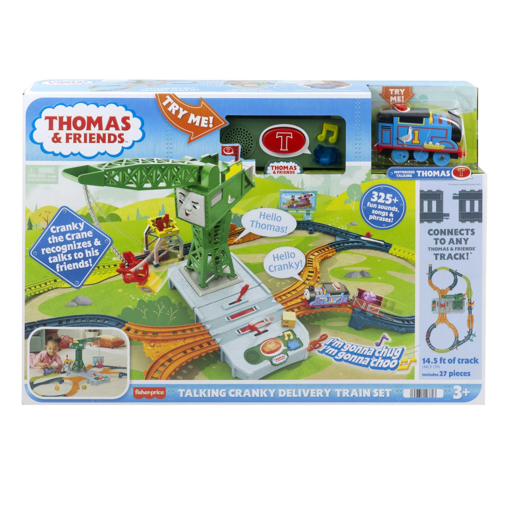 Il Trenino Thomas - I Suoni di Sodor Cranky Delivery, set con pista e 3 personaggi inclusi, con 60 melodie musicali e suoni ferroviari, giocattolo per bambini, 3+ anni, HRC47
