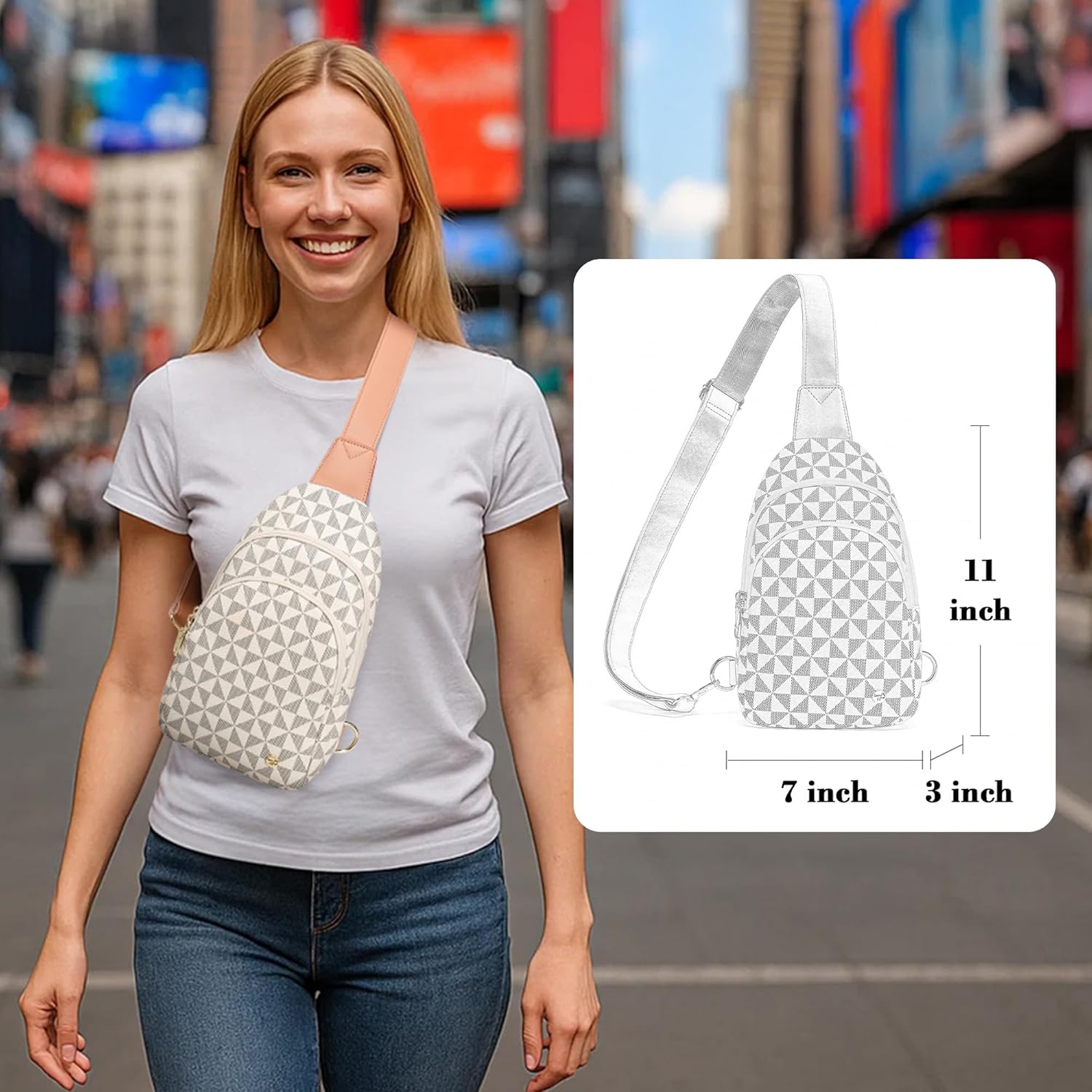 INICAT Crossbody Sling Bags Fanny Packs Leather Purses Chest Bag for Women - Image 2