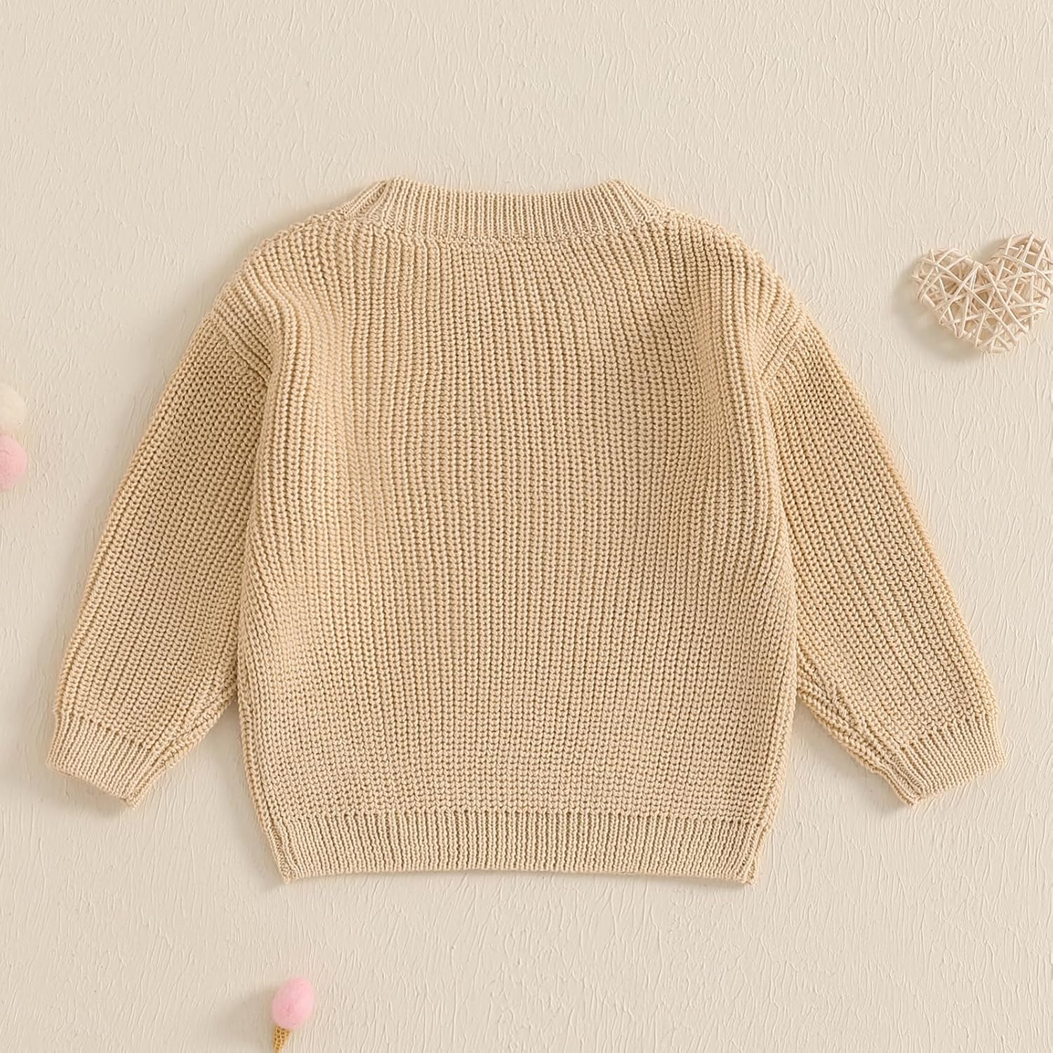 Baby Girl Cute Long Sleeve Heart Flowers Embroidery Oversized Sweater Toddler Valentine Outfit - Image 4