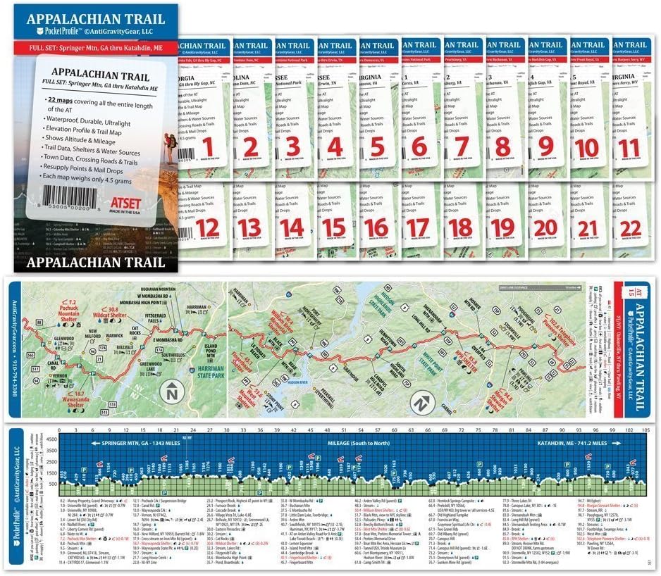 Appalachian Trail Pocket Profile Map - Entire Set from Spring Mtn., GA to Katahdin, ME