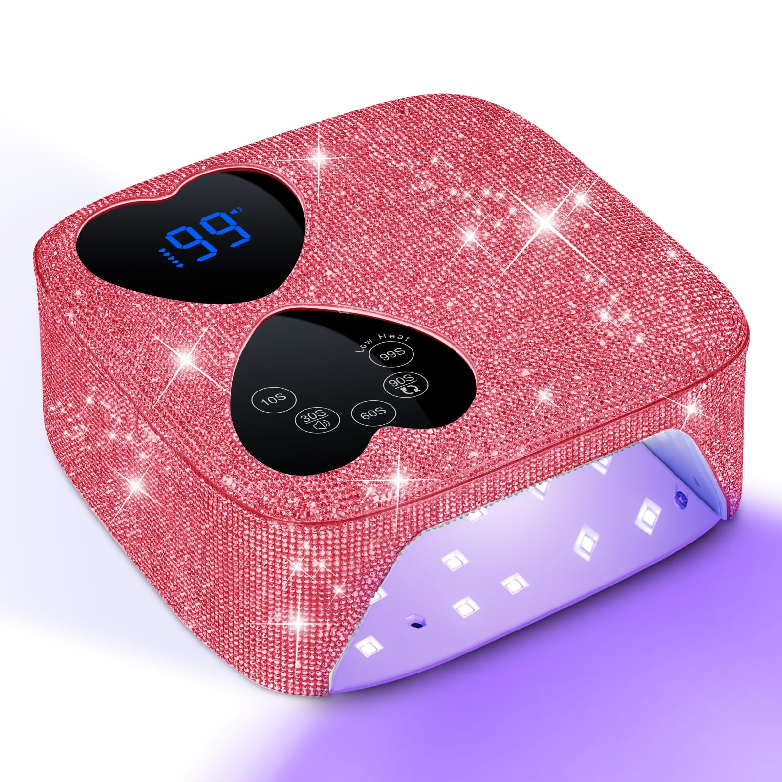 Lámpara LED UV de uñas inalámbrica, 80 W, recargable, para uñas de gel con 5 temporizadores y base de espejo, secador de luz de gel profesional, lámpara de curado de diamantes de imitación