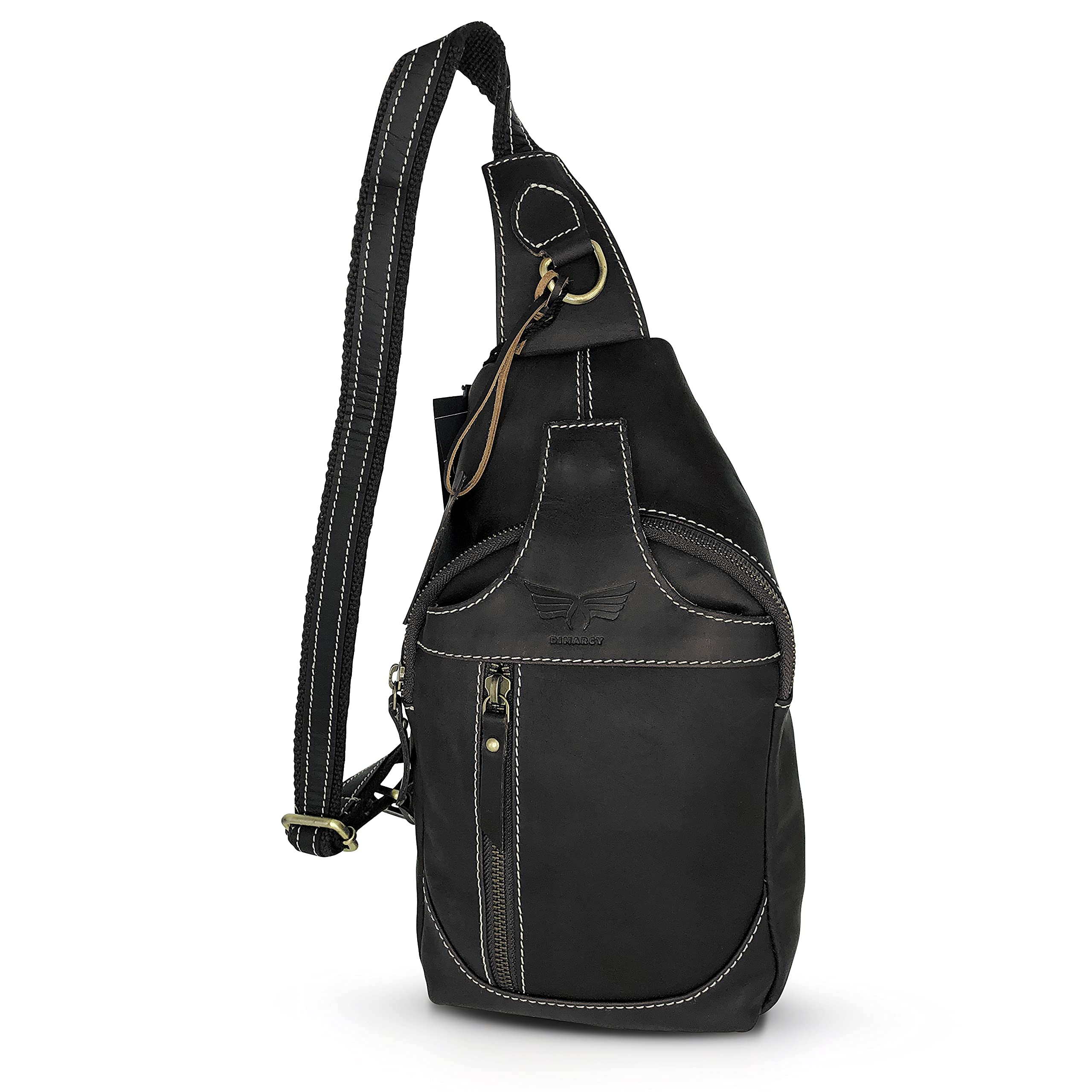 Bolso bandolera de cuero cruzado Mochila casual Mochila Pecho Hombro Multiusos Diseño atemporal Pequeños Hombres, Negro -, Bolsos cruzados