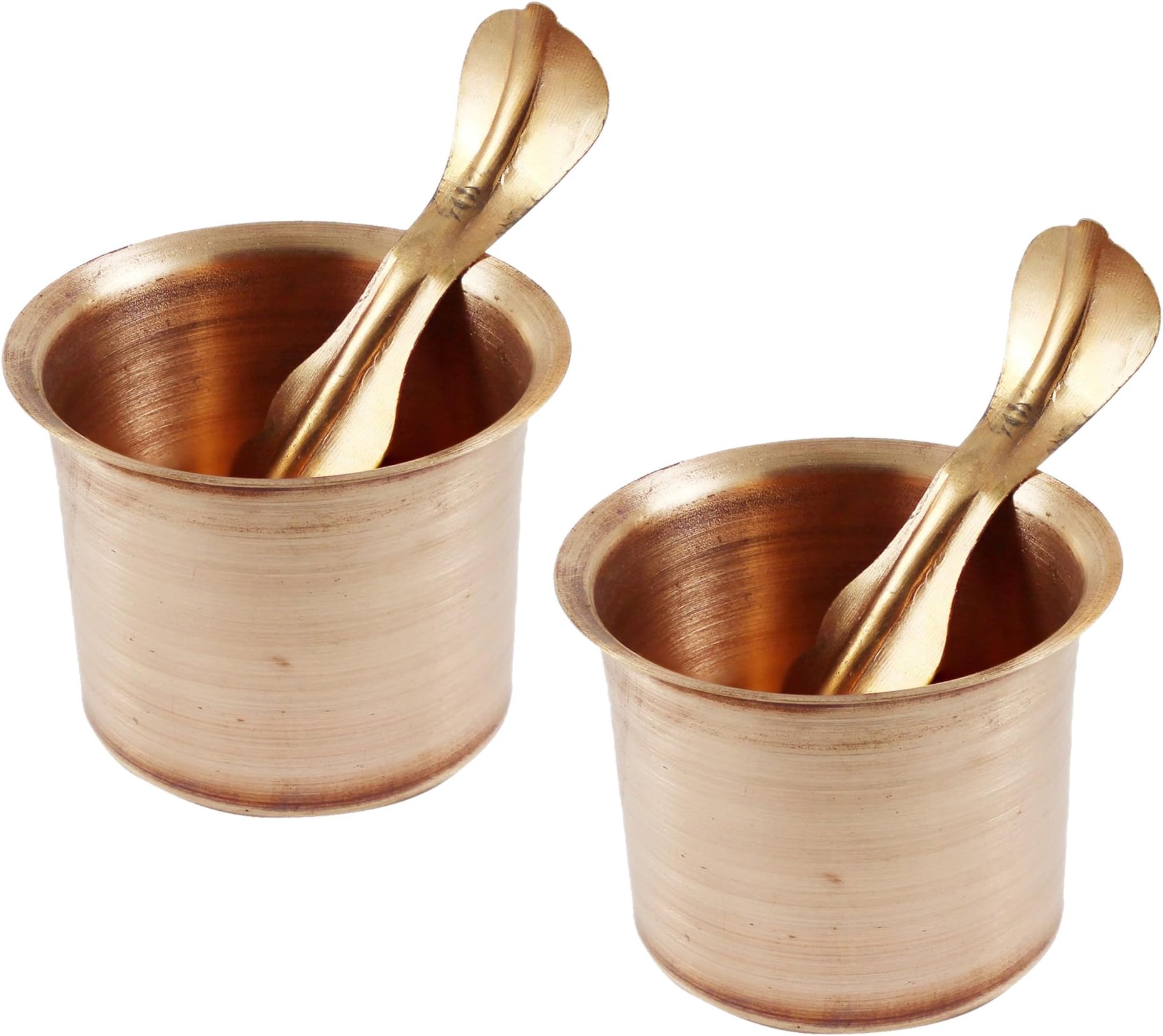 Set of 2 - Hindu Pooja Lota and Spoon (Achman) Set - Handmade Pure Copper Cup -2 x 2.3 x Inch