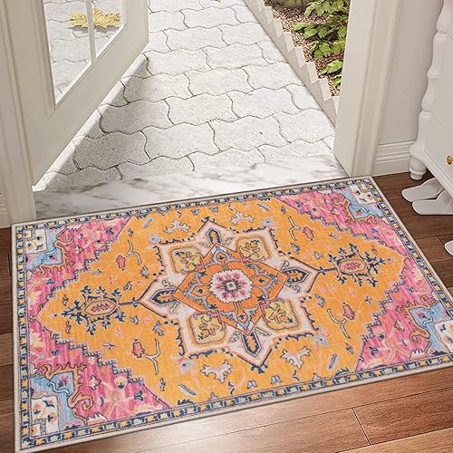 Miniatura 6 de Collive Tapete retro para puerta de interior, antideslizante, lavable, absorbe rápidamente, tapetes de bienvenida, tapetes de pelo bajo, alfombra