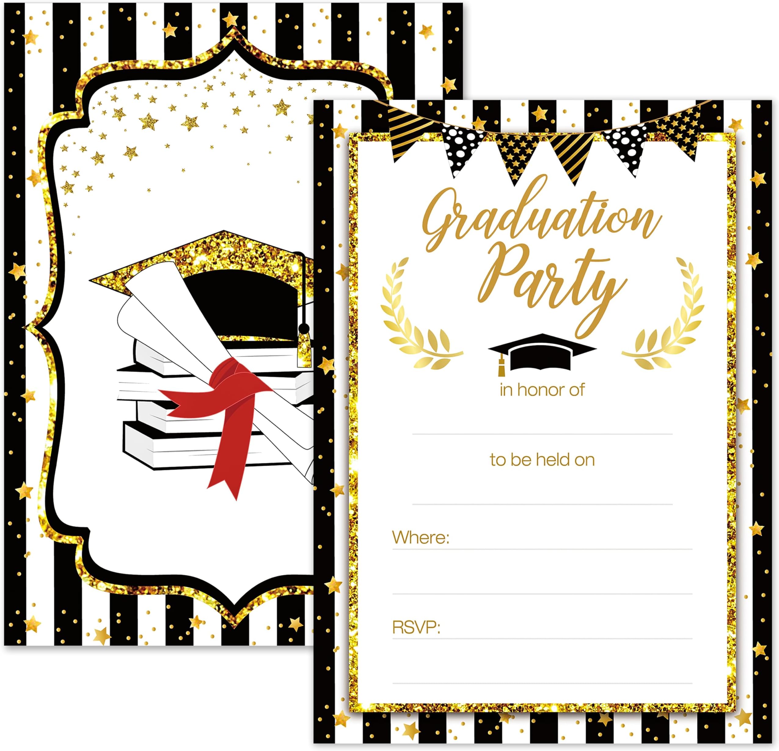 110PCS Graduation Party Invitations 2025 Cards with Envelopes Stickers - Grad Congrats Announcements Supplies