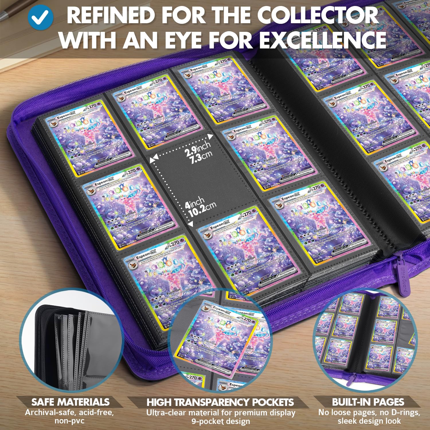Raccoglitore di carte collezionabili per carte, Raccoglitore di carte Pokemon a 9 tasche, Raccoglitore di carte sportive con caricamento laterale 504, Raccoglitore di carte Yugioh, Raccoglitore di