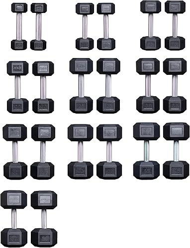 Rep juego de mancuernas hexagonales de caucho 5 – 50, 5 – 75, 5 – 100