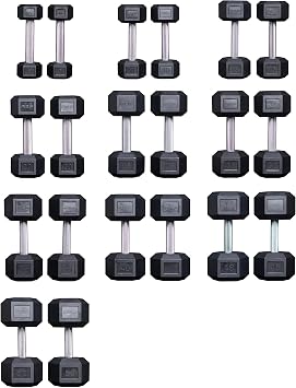 Rep 5-50 lb Rubber Hex Dumbbell Set, Low Odor