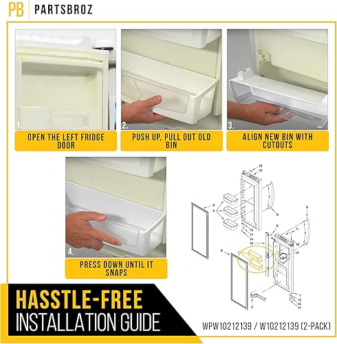 Miniatura 6 de WPW10212139 W10212139 - Estante para puerta - Compatible con KitchenAid Maytag Whirlpool - Reemplaza AP6017170 1547748 PS11750465 - Ajuste exacto
