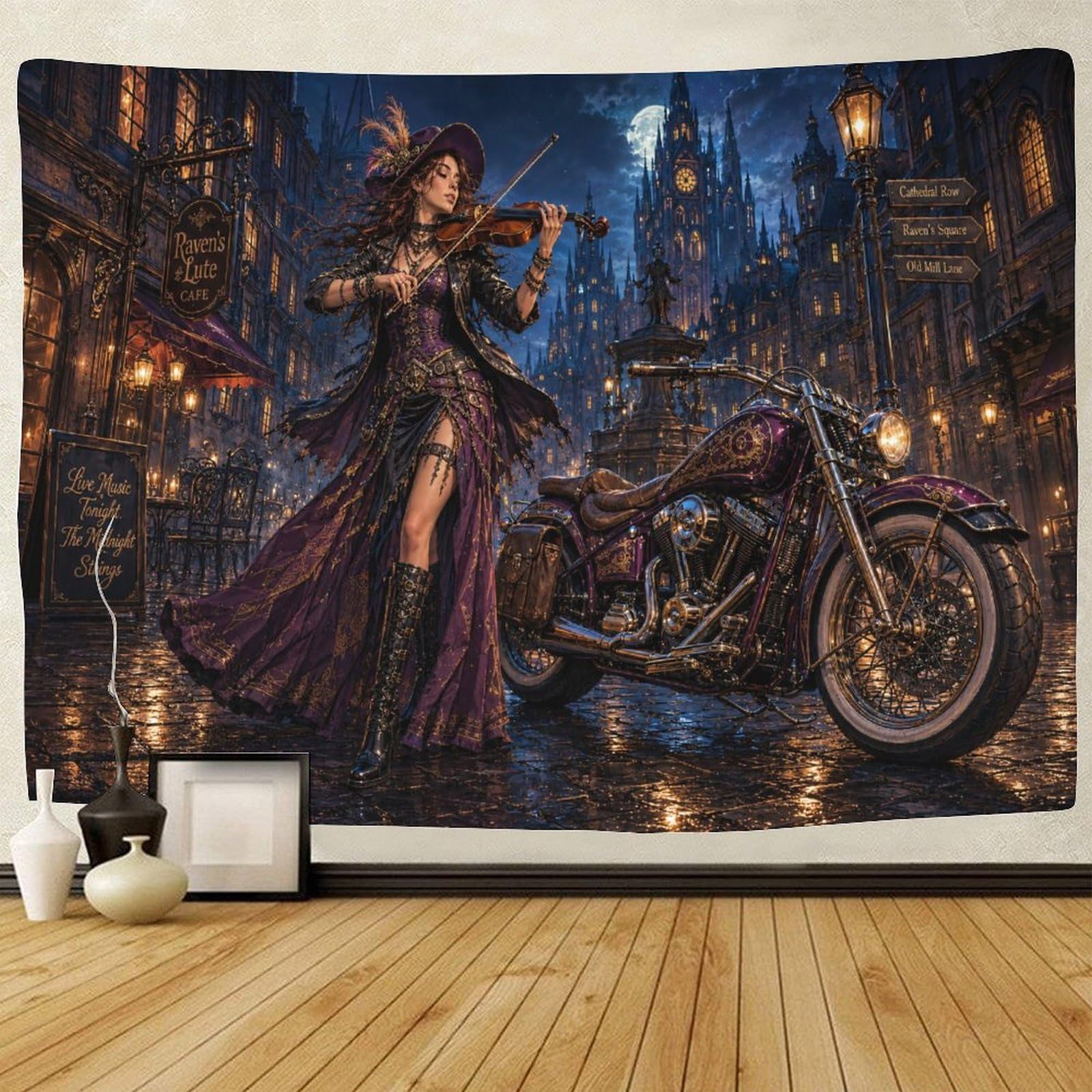 ASDFGHJKLZA Victorian Gothic Violinist Tapestry for Bedroom 3D Print Wall Hanging Decor Tapestries Poster Home Decoration Bedroom Dorm 70cmx100cm