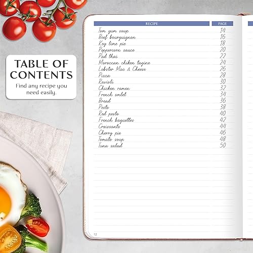 Vista 80 de Legend - Libro de recetas familiar en blanco para escribir tus propias recetas, diario de cocina vacío, cuaderno de cocina personalizado, tapa dura