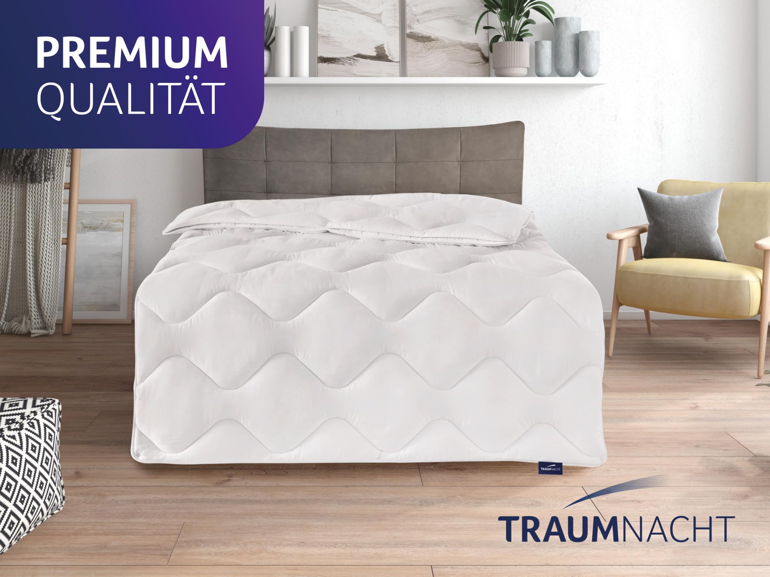 Traumnacht Comfy Cotton 4-Jahreszeiten teilbare Bettdecke, aus Baumwolle, Weiß, 135 x 200 cm, waschbar, Öko-Tex zertifiziert, produziert nach deutschem Qualitätsstandard