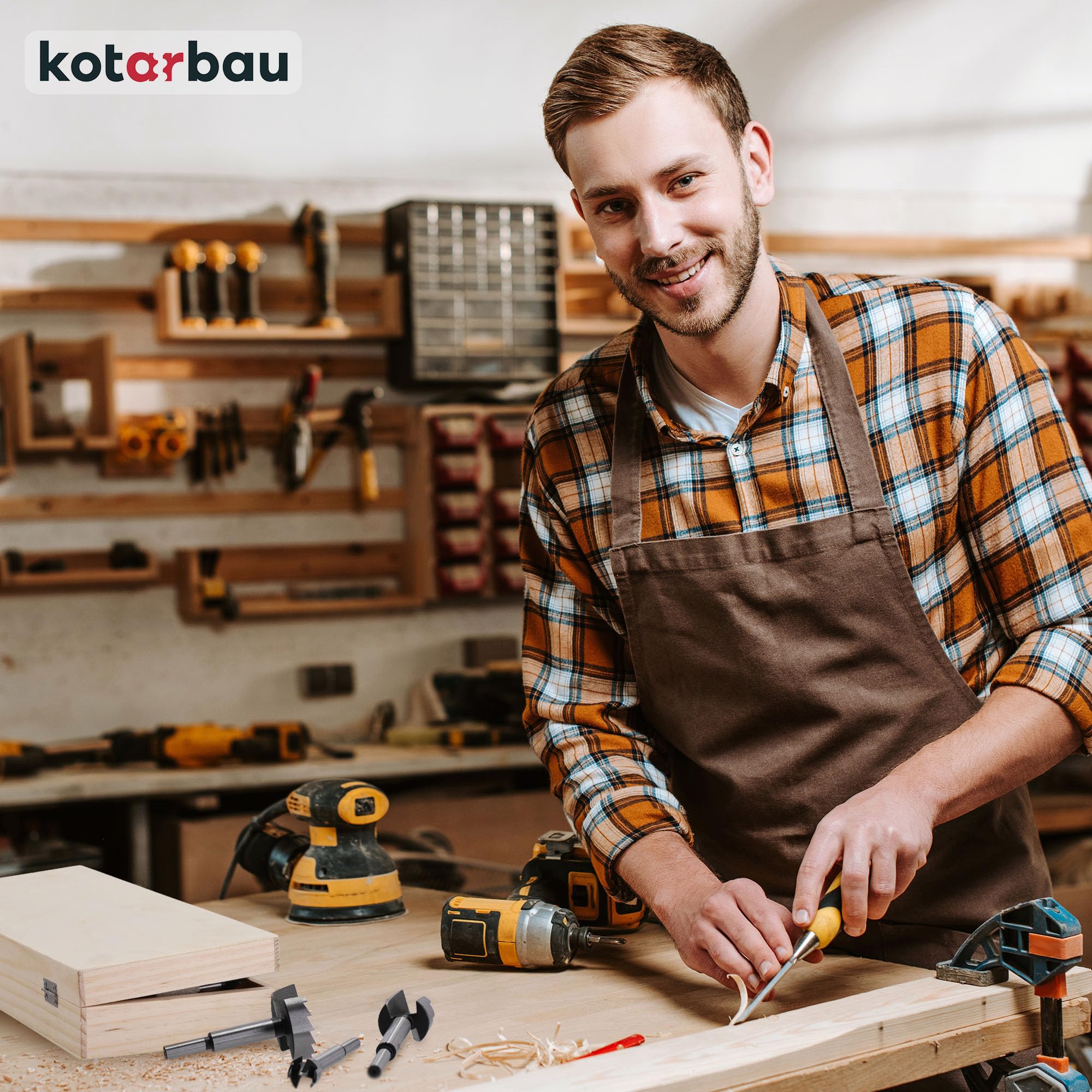 KOTARBAU® 16-częściowy zestaw wierteł typu Forstner 6-54 mm z walizką drewnianą