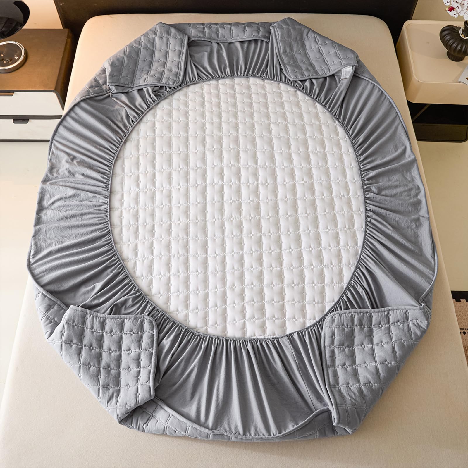 Spannbettlaken 180x200 Khaki Baumwolle Großes Doppelbett | Einfarbig，360°elastische,Ganzjahresgeeignet,mit 2x Kissenbezug von 50x75 cm,Passend für Matratzen bis 30 cm